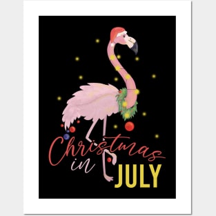 christmas in july summer flamingo Posters and Art